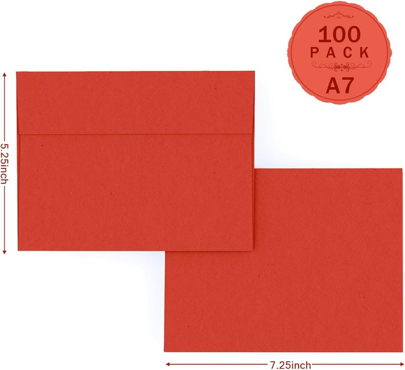 Goefun Red 5x7 Envelopes 100 Pack, A7 Self Seal Printable Invitation Envelopes for 5x7 Cards, Christmas, Birthday, Engagement, Anniversaries, 5.25 x 7.25 in, 120 GSM - Image 2